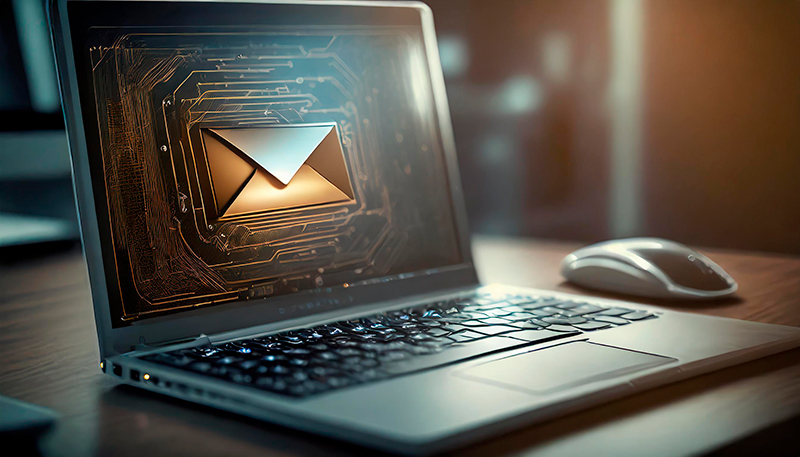 Firefly primer plano de computadora futurista enviando un correo electrónico 72751